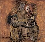Egon Schiele Mother with two children painting